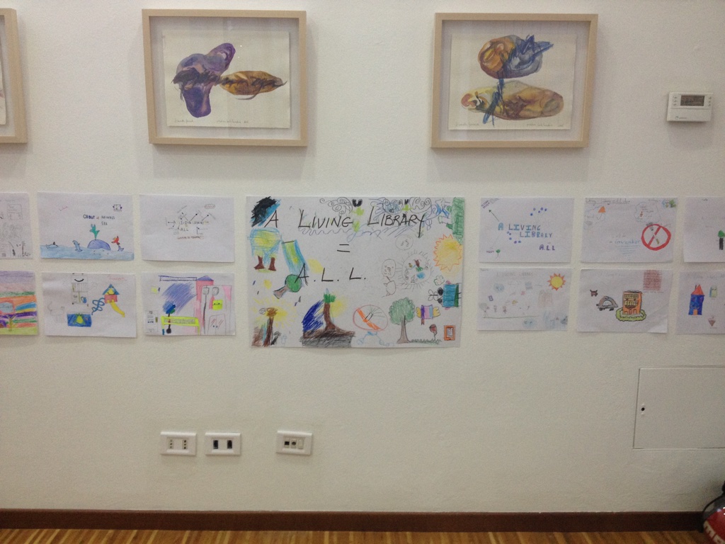 The artworks of children displayed at the Carte Scoperte Art Gallery