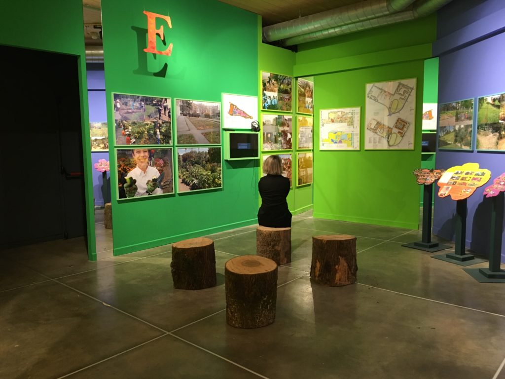 Scene from A Living Library Is Cultivating The Human & Ecological Garden, Bonnie Ora Sherk's installation, with Lucia Ranabaldo at PAV, Torino, Italia