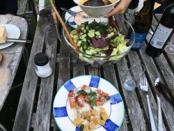 A delicious lunch at Zurich - Classic homemade Gnocchi with salad and wine 